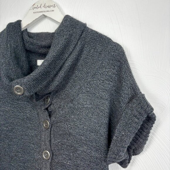 Dressbarn Sweater Dress Short Tunic Style Gray Button Short Sleeve Knit Womens M - Picture 2 of 6